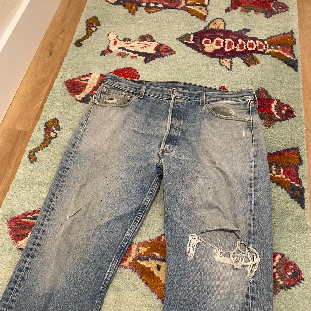 Levi’s 501XX Vintage Made in USA Button Fly Distressed Denim Jeans 36x30